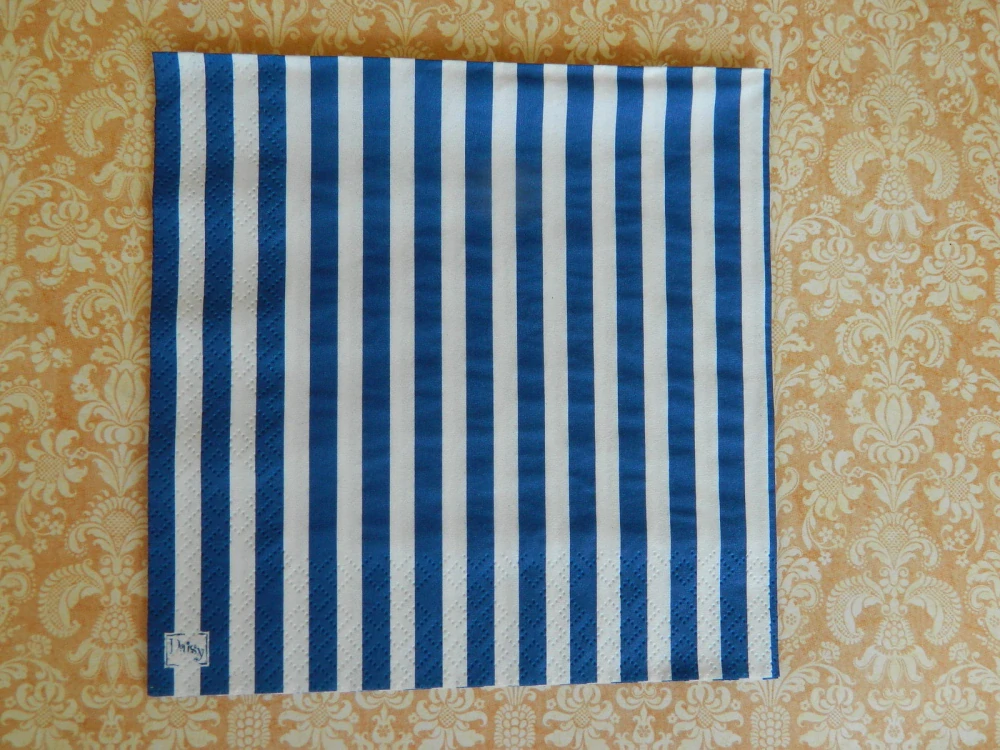 Ubrousek na decoupage – modré pruhy 33 x 33 cm