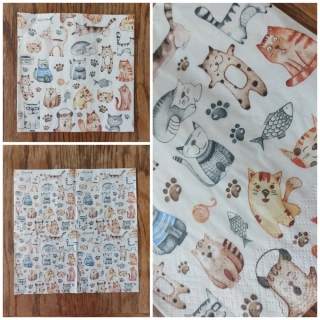 Ubrousek na decoupage - kočičky