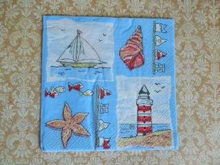 Ubrousek na decoupage – mořské motivy 33 x 33 cm