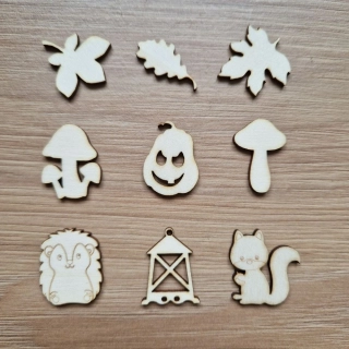 Podzimní mini výřezy z překližky - 3 cm