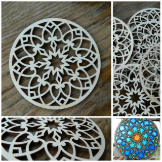 Vyřezávaná mandala z překližky 11 cm - hvězda